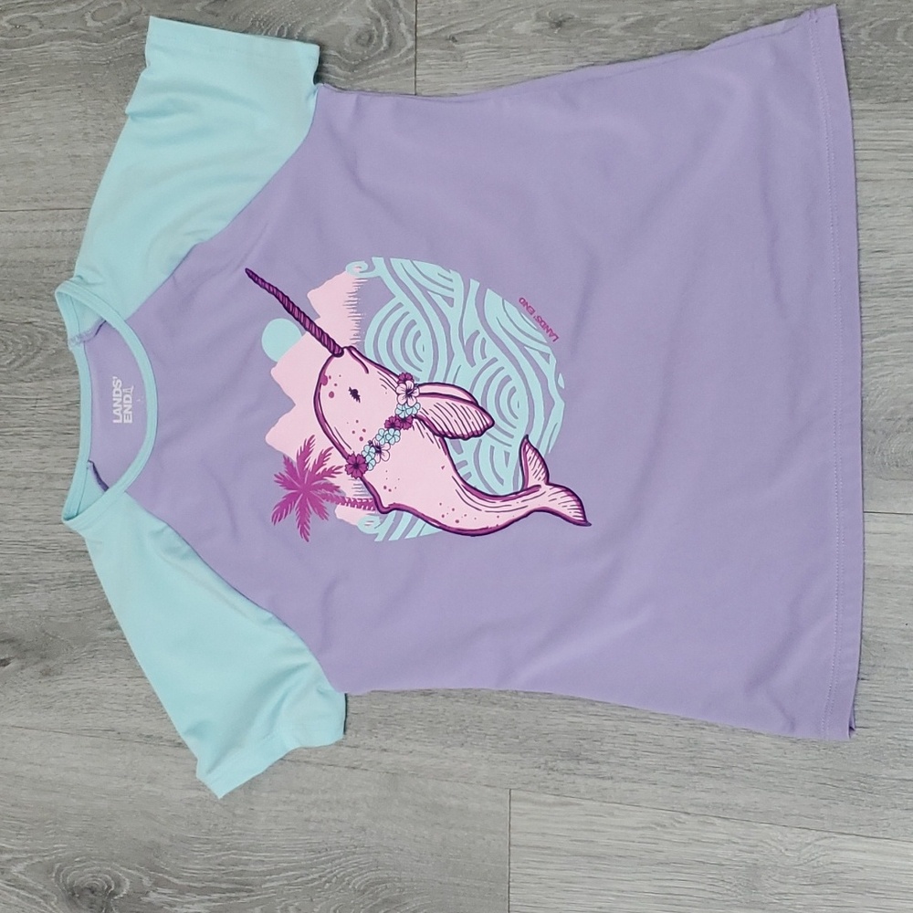 Lands' end shorts sleeve girls rashguard size L 10-12 never used